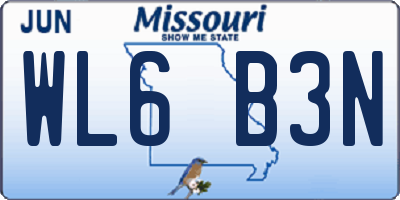 MO license plate WL6B3N
