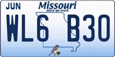MO license plate WL6B3O
