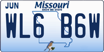 MO license plate WL6B6W