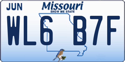 MO license plate WL6B7F