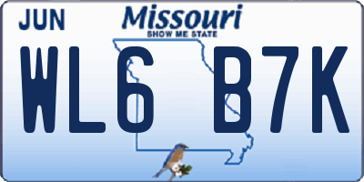 MO license plate WL6B7K