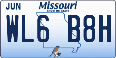 MO license plate WL6B8H