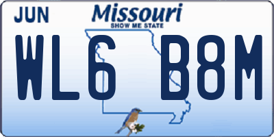 MO license plate WL6B8M
