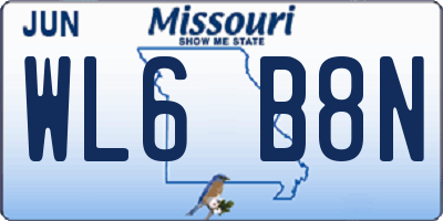 MO license plate WL6B8N