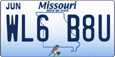 MO license plate WL6B8U