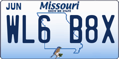 MO license plate WL6B8X