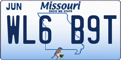 MO license plate WL6B9T