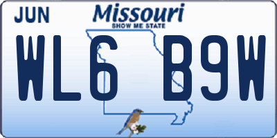 MO license plate WL6B9W