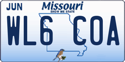 MO license plate WL6C0A