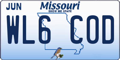 MO license plate WL6C0D