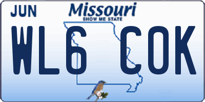 MO license plate WL6C0K