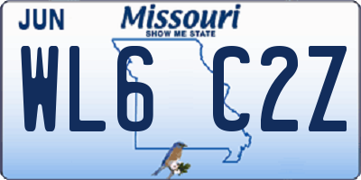 MO license plate WL6C2Z