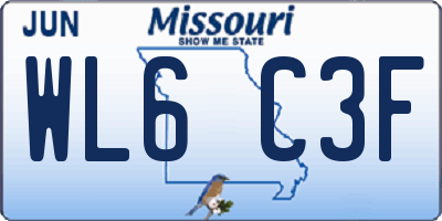 MO license plate WL6C3F