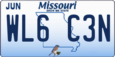 MO license plate WL6C3N