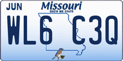 MO license plate WL6C3Q