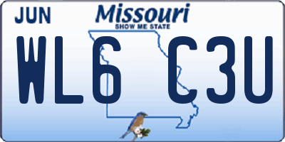 MO license plate WL6C3U