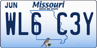 MO license plate WL6C3Y