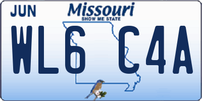 MO license plate WL6C4A