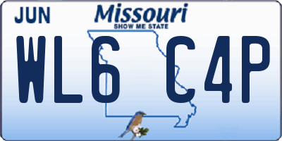 MO license plate WL6C4P