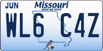 MO license plate WL6C4Z