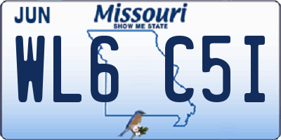 MO license plate WL6C5I