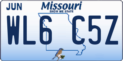 MO license plate WL6C5Z