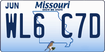 MO license plate WL6C7D