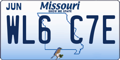 MO license plate WL6C7E