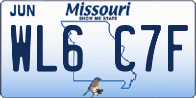 MO license plate WL6C7F