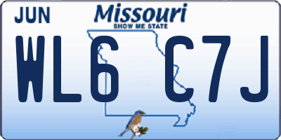 MO license plate WL6C7J