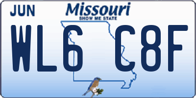 MO license plate WL6C8F