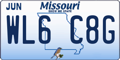 MO license plate WL6C8G