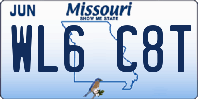MO license plate WL6C8T