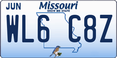 MO license plate WL6C8Z