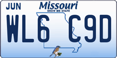 MO license plate WL6C9D
