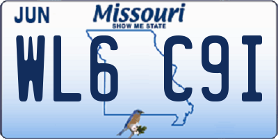 MO license plate WL6C9I