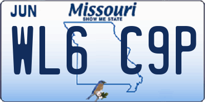 MO license plate WL6C9P