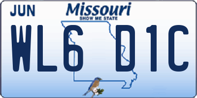 MO license plate WL6D1C