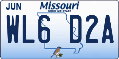 MO license plate WL6D2A