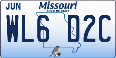MO license plate WL6D2C