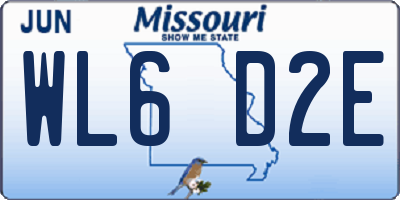 MO license plate WL6D2E