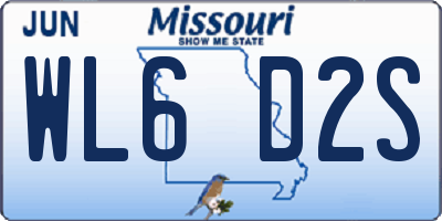 MO license plate WL6D2S
