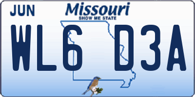 MO license plate WL6D3A