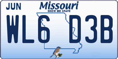 MO license plate WL6D3B
