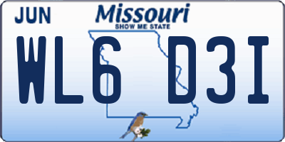 MO license plate WL6D3I