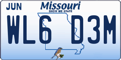 MO license plate WL6D3M