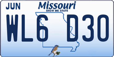 MO license plate WL6D3O