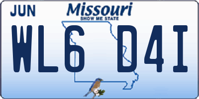 MO license plate WL6D4I