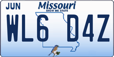 MO license plate WL6D4Z