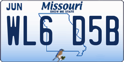 MO license plate WL6D5B